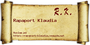 Rapaport Klaudia névjegykártya